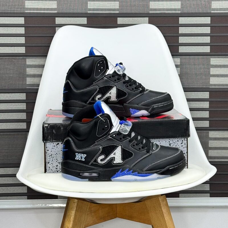 Awake NY x Air Jordan 5 Retro Black Racer Blue Profile view